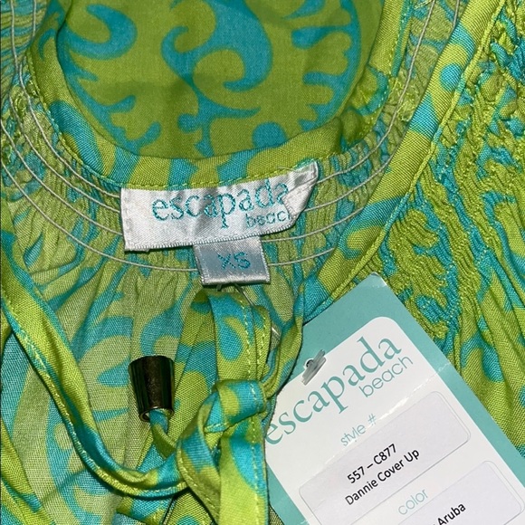 Escapada Lime Green and Aqua Dress - Picture 3 of 5